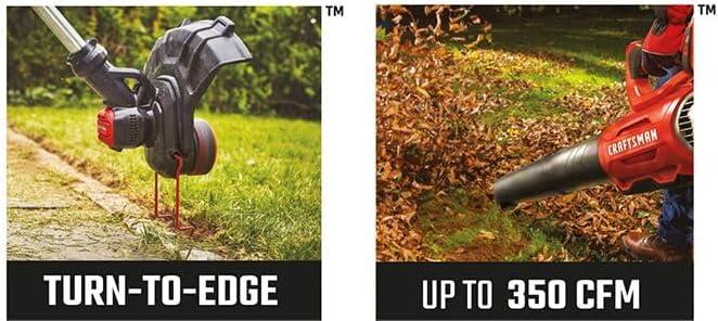 image:imageCRAFTSMAN V20 String Trimmer and Lawn Edger Kit with 4Ah Battery and Charger 13 in Cordless Weed Wacker with Up to 63 Minutes Runtime Lightweight CMCST901M120V Extended Runtime Trimmer Blower Kit