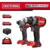CRAFTSMAN 20V RP Cordless Drill Driver and Impact Driver, Brushless 2-Tool Power Tool Combo Kit, LED Work Light, Includes Battery and Charger (CMCK2530C2)