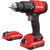 CRAFTSMAN 20V MAX 1/2 Cordless Hammer Drill, Includes 2 Batteries (2 Ah), Charger and Double Ended Bit, Longer Runtime Power Hammer Drill with LED Light (CMCD712D2)