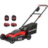 CRAFTSMAN Push Mower 15 in, 2 x 4 Ah V20 Batteries and 2 Chargers Included, Up to 45 Min of Runtime, Lightweight, Easy to Maneuver Electric Lawn Mower Cordless with Grass Bag (CMCMWP120M2)(20″ Deck with 2X 5Ah Batteries)