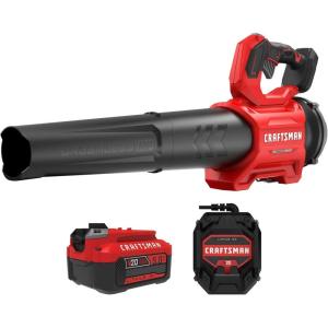 CRAFTSMAN Leaf Blower Cordless with Battery and Charger V20 RP, Up to 110 MPH Power, Handheld Electric Leaf Blower, Brushless Motor, Lightweight, 5.0Ah (CMCBL730P1)