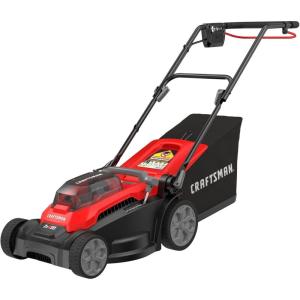 CRAFTSMAN Push Mower 15 in, 2 x 4 Ah V20 Batteries and 2 Chargers Included, Up to 45 Min of Runtime, Lightweight, Easy to Maneuver Electric Lawn Mower Cordless with Grass Bag (CMCMWP120M2)(NEW 15″ Deck with 2X 4Ah Batteries)