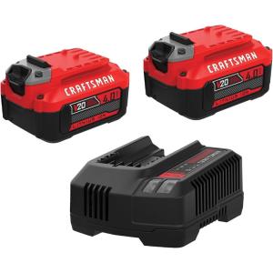 CRAFTSMAN V20 4Ah Lithium Ion Power Tool Battery 2-Pack (CMCB204-2)(2 Batteries + Charger)