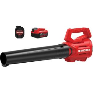 CRAFTSMAN V20 Cordless Axial Leaf Blower Kit, Includes 4.0 Ah Battery and Charger, 100 MPH and 380 CFM Clearing Power, Lightweight, 2 Speed Trigger (CMCBL700M1)