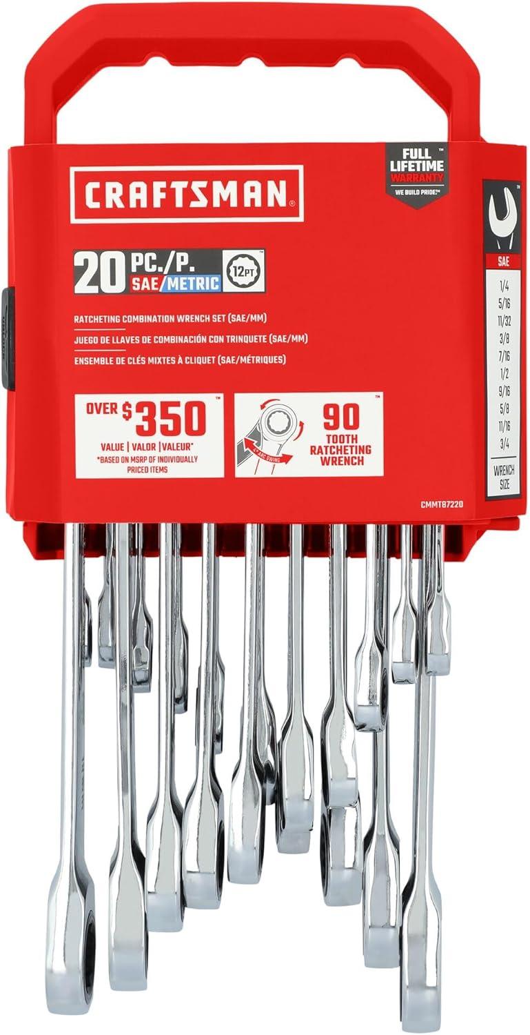 image:imageCRAFTSMAN 20 Piece Ratcheting Combination Wrench Set SAEMetric CMMT87220