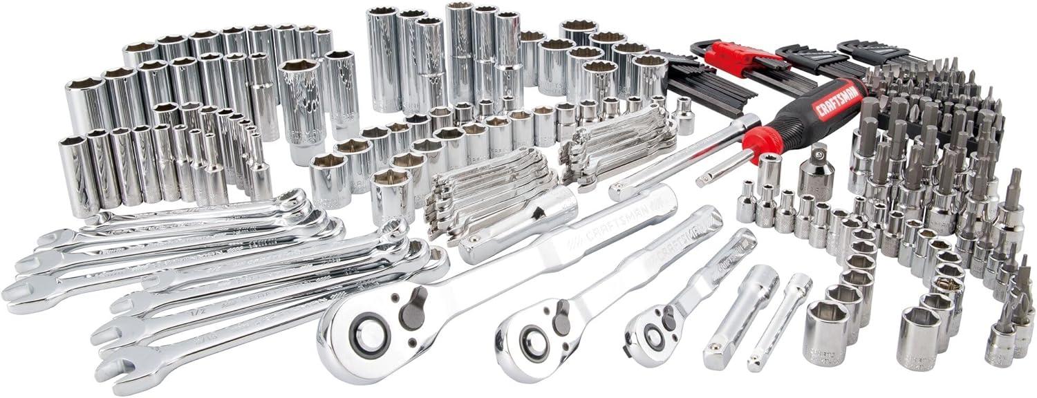 image:imageCRAFTSMAN 230 Pcs Mechanics Tool Set Socket Wrench Set Car Tool Kit with VERSASTACK Toolbox SAE and Metric14 in 38 in and 12 Drive Short and Long Arm Hex Keys CMMT45306New 230 Piece Set