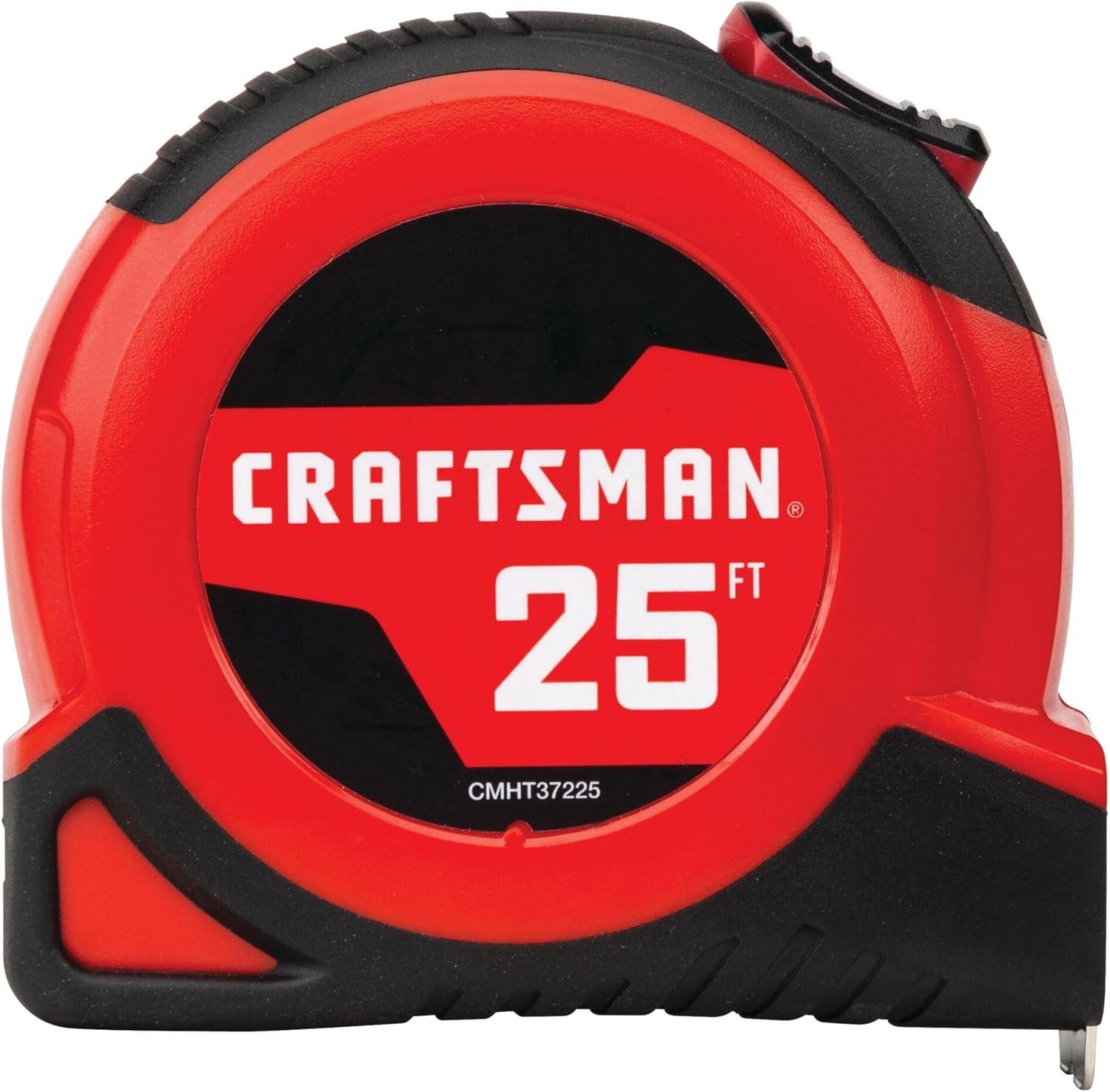image:imageCRAFTSMAN 25Ft Tape Measure with Fraction Markings Retractable SelfLocking Blade CMHT3722576 m Pack of 6
