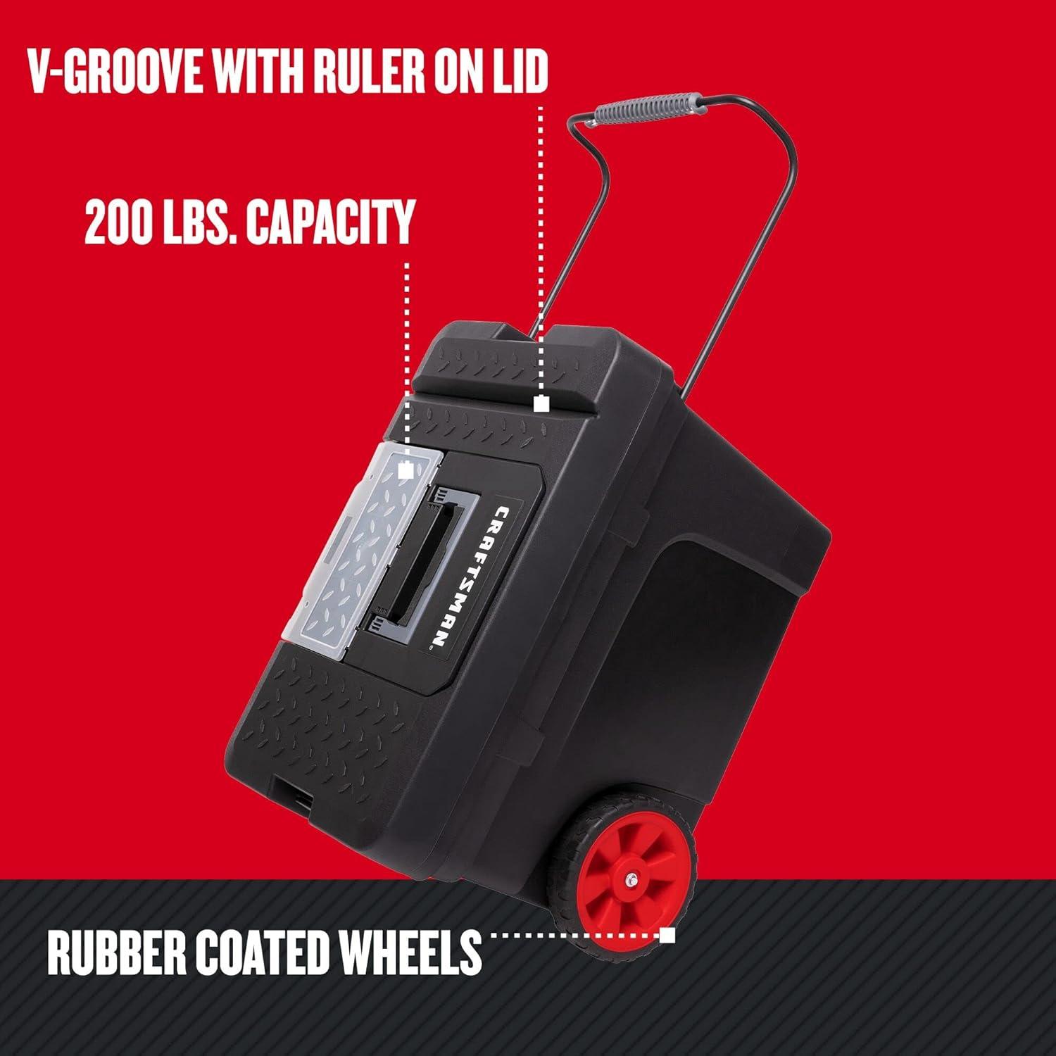 image:imageCRAFTSMAN 29in Rolling Tool Box with Wheels Black Plastic Lockable CMST2480017 gallon Tool Box