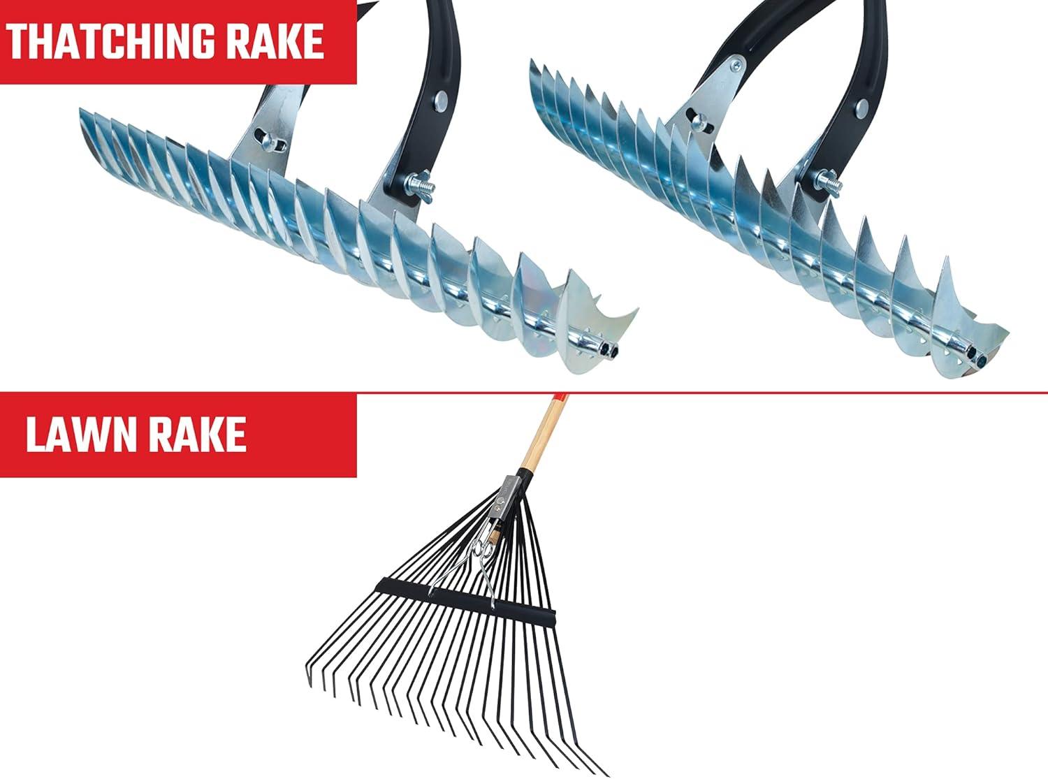 image:imageCRAFTSMAN 2Piece Raking Set with Lawn amp Thatching Rakes Wood Handles with Cushion Grips for Leaves Dethatching Dead Grass Cultivating