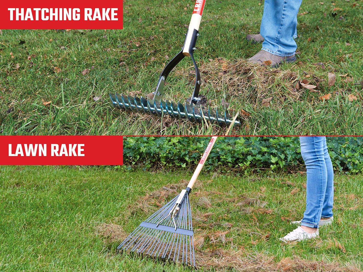 image:imageCRAFTSMAN 2Piece Raking Set with Lawn amp Thatching Rakes Wood Handles with Cushion Grips for Leaves Dethatching Dead Grass Cultivating