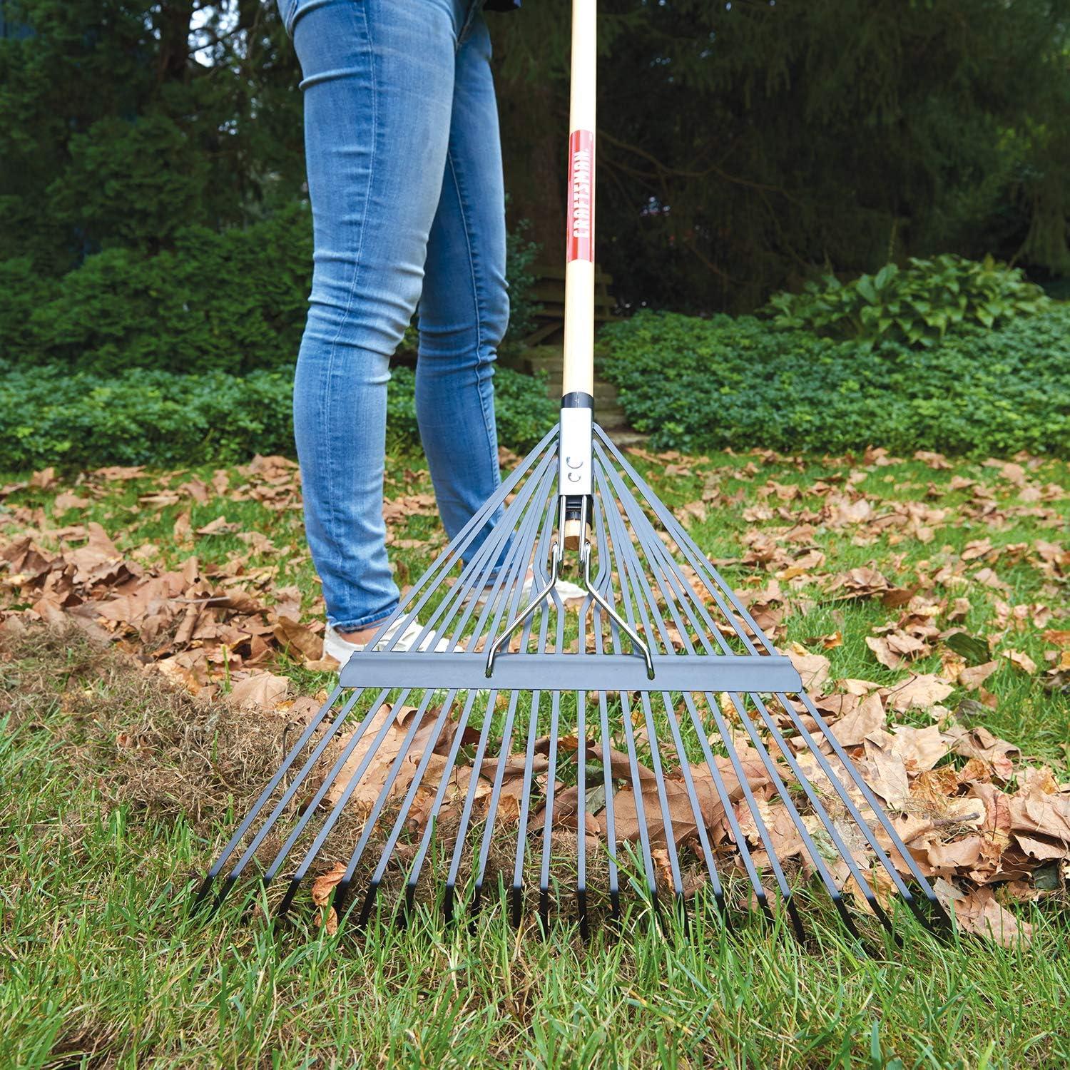 image:imageCRAFTSMAN 2Piece Raking Set with Lawn amp Thatching Rakes Wood Handles with Cushion Grips for Leaves Dethatching Dead Grass Cultivating