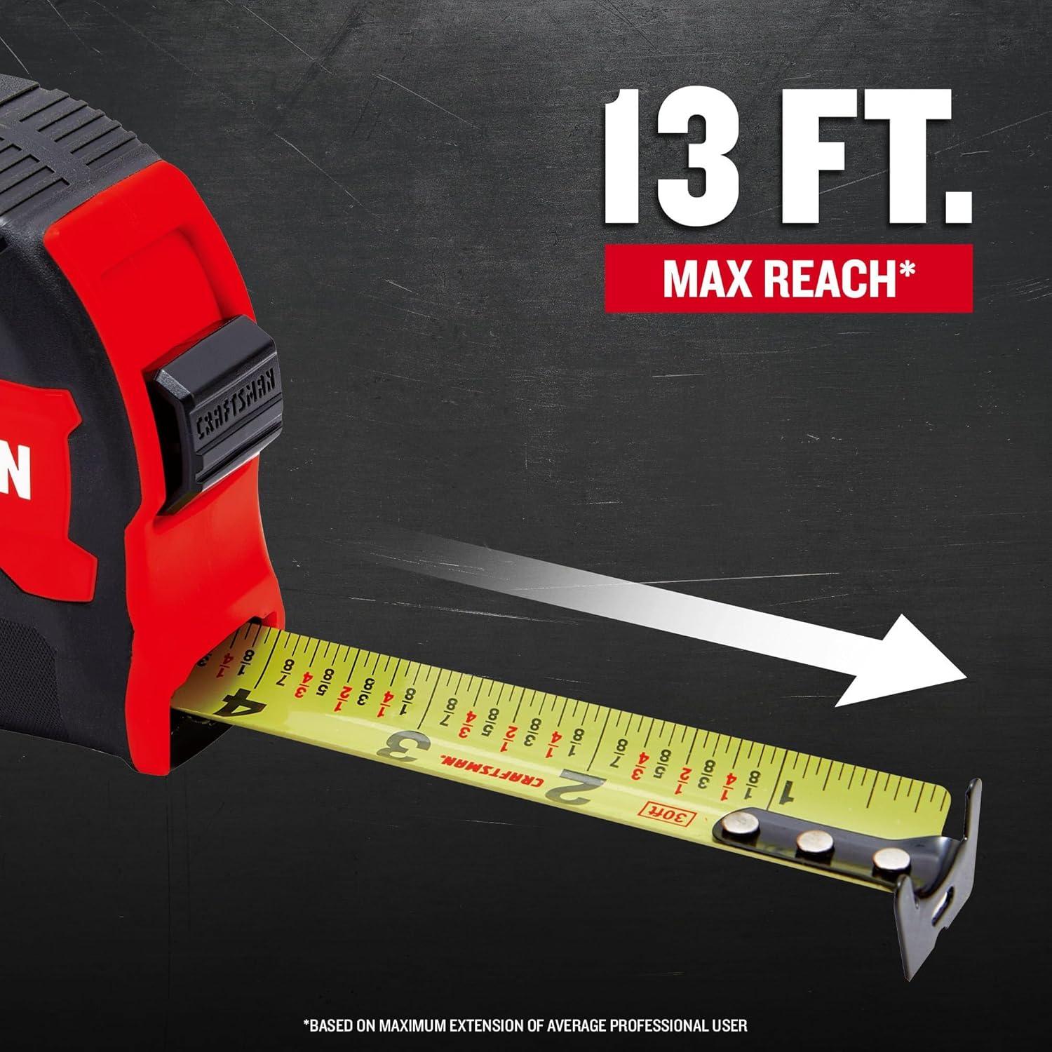 image:imageCRAFTSMAN 30ft Tape Measure with Fraction Markings Retractable CMHT37445SPack of 1