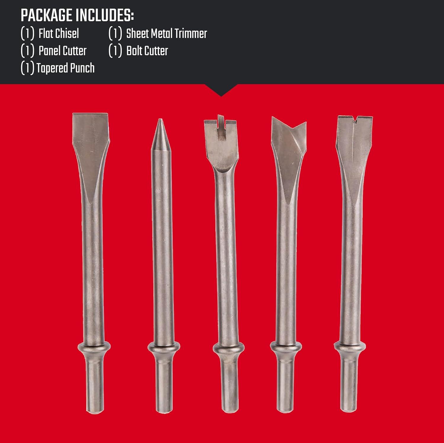 image:imageCRAFTSMAN 5Piece Air Chisel Set 0401in Shank Hardened Alloy Steel Variety of Chisel Heads for Multiple Applications