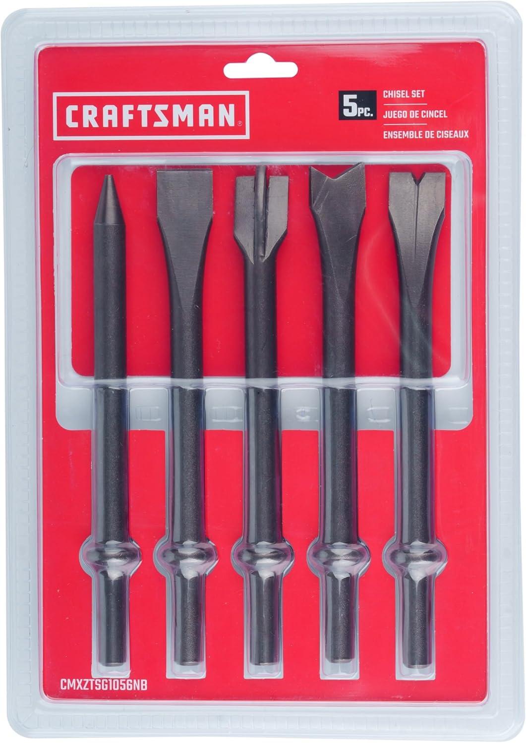 image:imageCRAFTSMAN 5Piece Air Chisel Set 0401in Shank Hardened Alloy Steel Variety of Chisel Heads for Multiple Applications