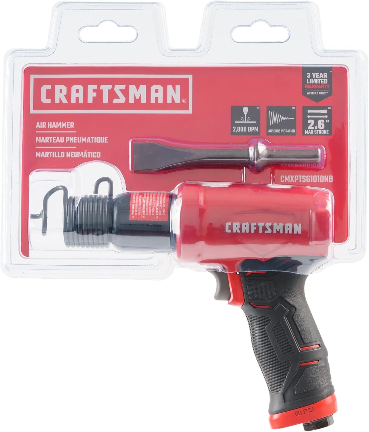 image:imageCRAFTSMAN Air Hammer Medium Stroke 2800 BPM AntiSlip Handle 44 SCFM at 90 PSI FlatBlade Chisel IncludedPack of 1