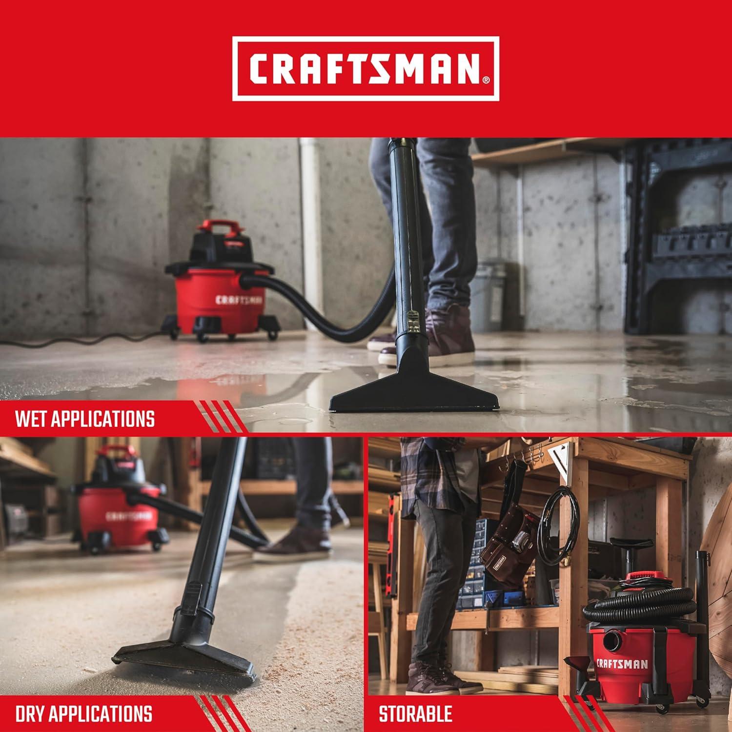 image:imageCRAFTSMAN CMXEVBE17590 9 Gallon 425 Peak HP Wet Dry Vac Portable Shop Vacuum Wet and Dry with Filter Dust Bag Hose and Attachments for Home Garage and Automotive Cleaning6 gallon 35 Peak Hp