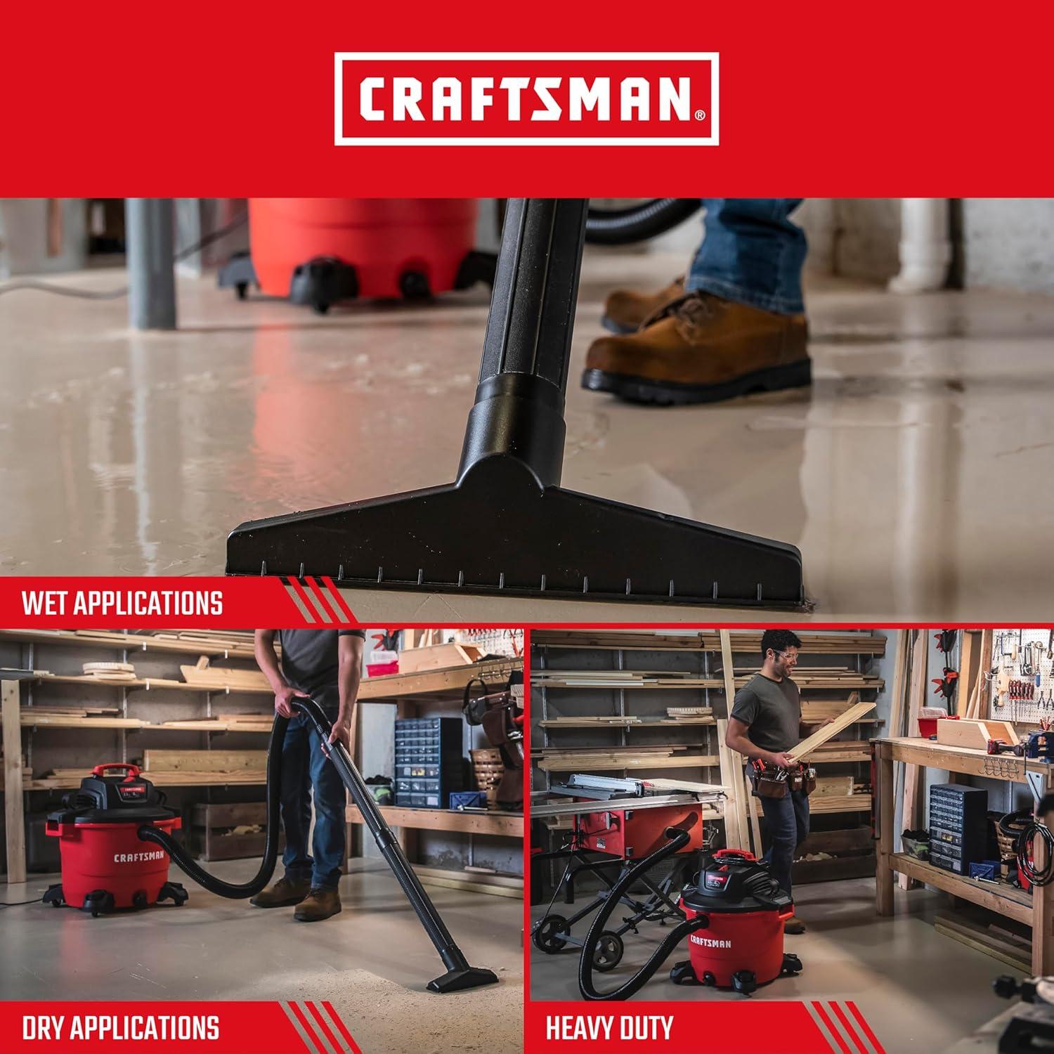 image:imageCRAFTSMAN CMXEVBE17595 16 Gallon 65 Peak HP Wet Dry Vac HeavyDuty Shop Vacuum Wet and Dry with Filter Dust Bag Hose and Attachments for Home Projects amp Renovations16 Gallon 65 Peak HP wFilter Dust Bag Hose