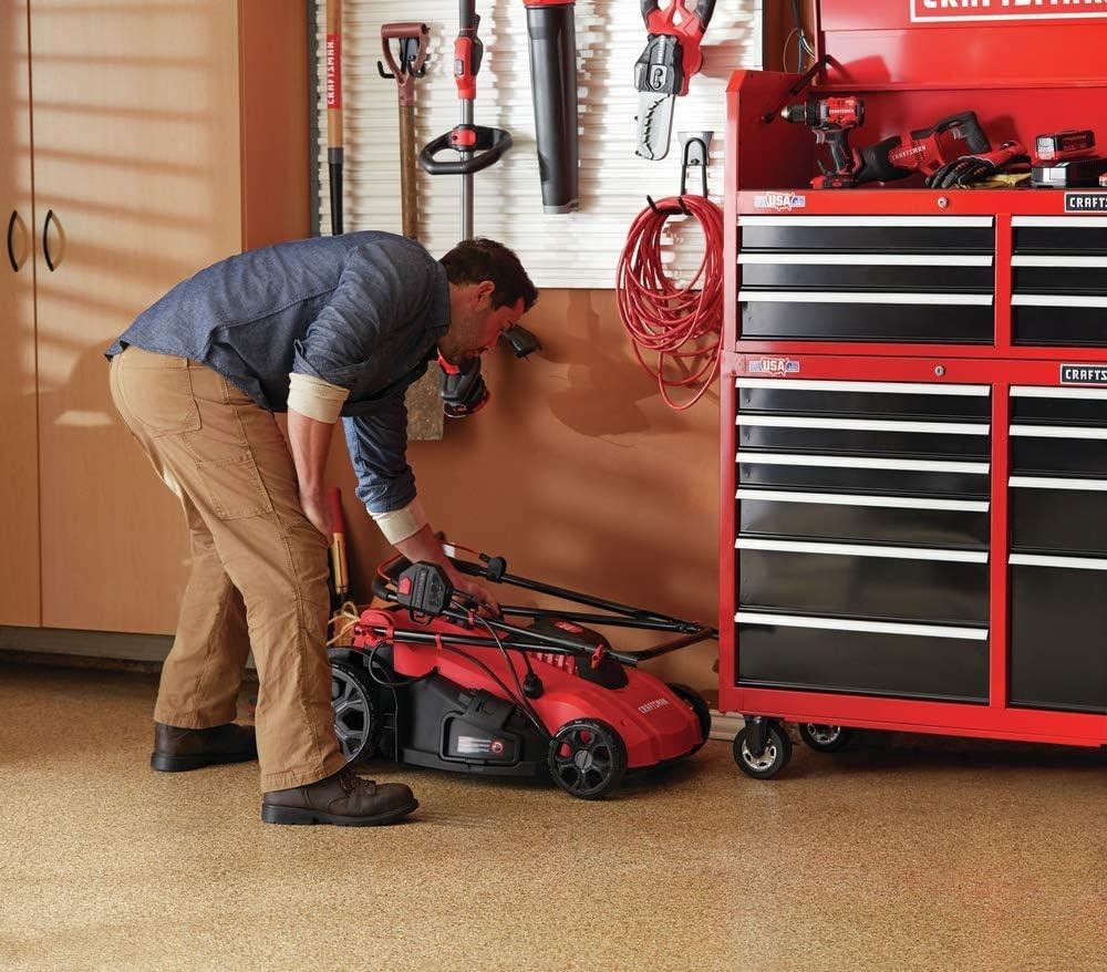 image:imageCRAFTSMAN Electric Push Lawn Mower 20Inch Deck Corded Powerful 13AMP Motor 6 Setting Height Adjustment Winged Blades 3 in 1 Bagging Mulching and Discharge CMEMW213