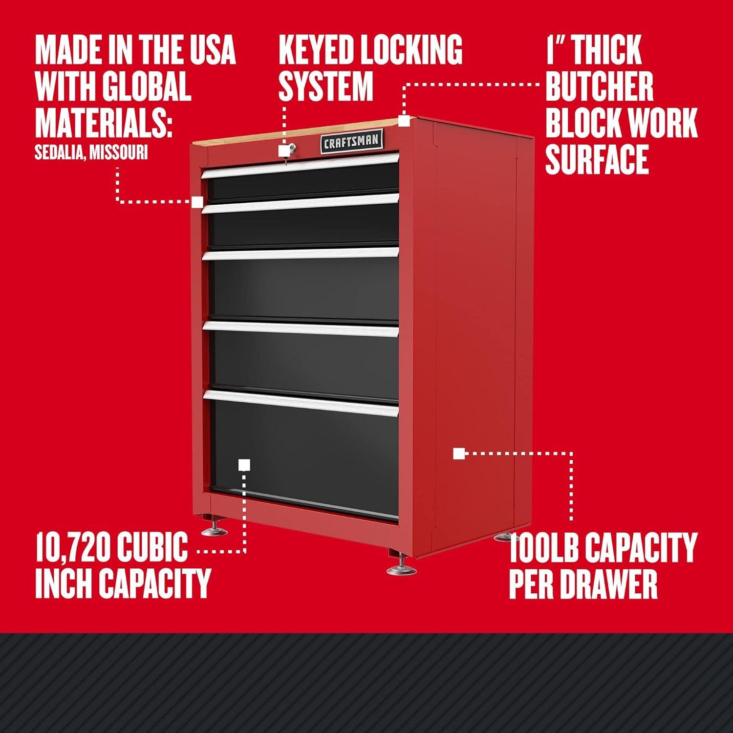 image:imageCRAFTSMAN Garage Storage Cabinet Metal Freestanding 5Drawers CMST22602RB