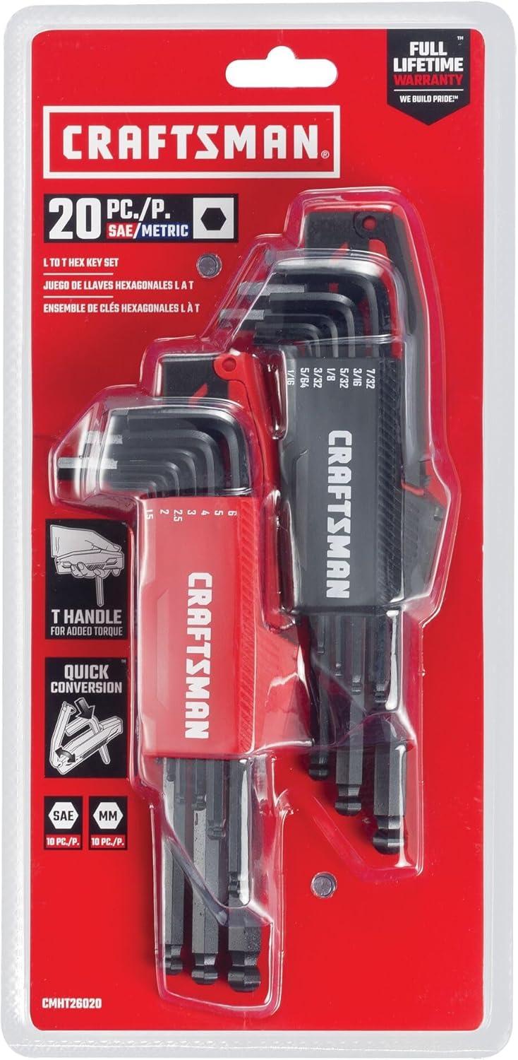 image:imageCRAFTSMAN Hex Key Allen Wrench Set with BallEnd SAEMM 20 Piece CMHT2602020 Piece MMSAE