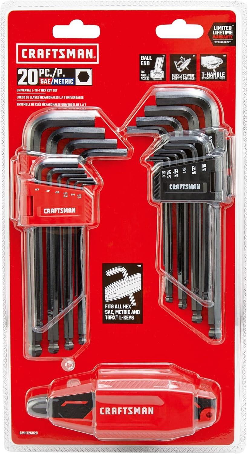 image:imageCRAFTSMAN Hex Key Allen Wrench Set with BallEnd SAEMM 20 Piece CMHT26020NEW 20 Piece MMSAE