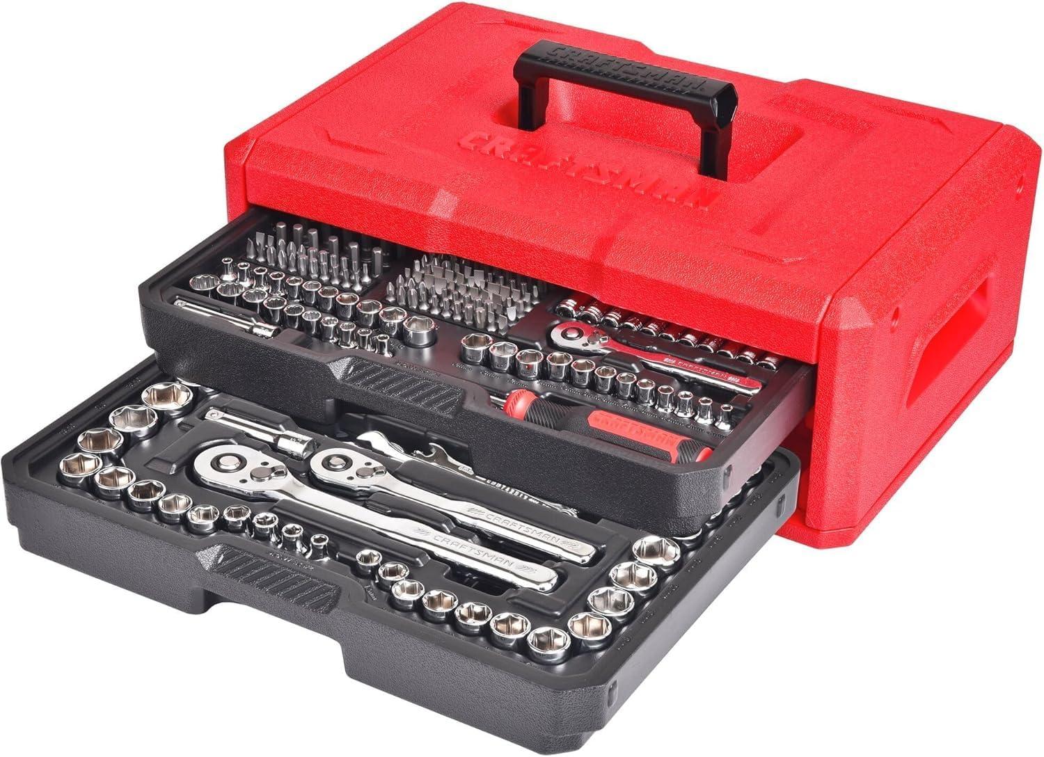 image:imageCRAFTSMAN Mechanics Tool Set 256Piece Hand Tool and Socket Set with 72tooth Low Profile Ratchet and 2Drawer Tool Box CMMT45256