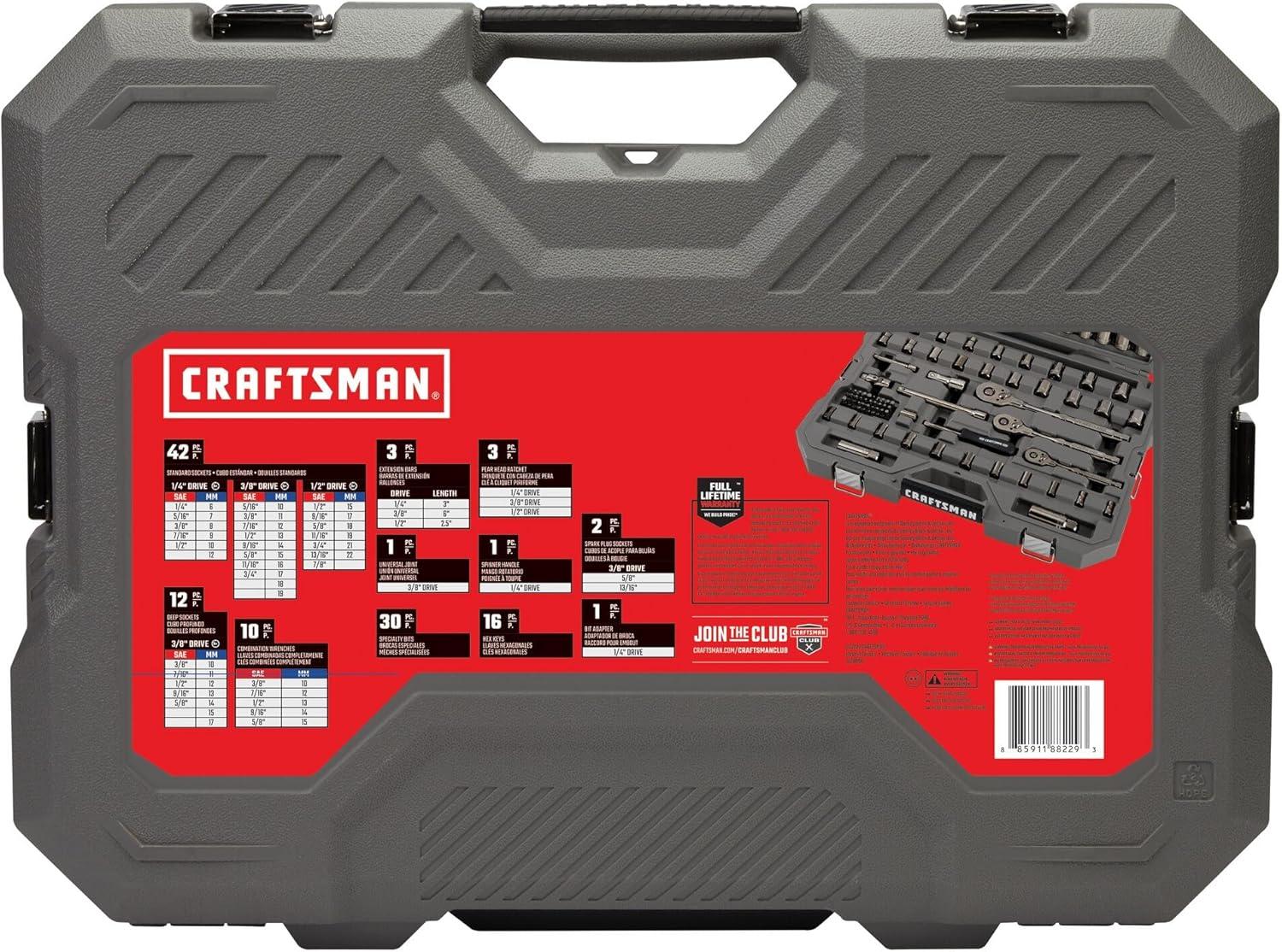 image:imageCRAFTSMAN OVERDRIVE 121Piece Gunmetal Chrome Mechanics Tool Set Standard SAEMetric Socket Set with Hard Case CMMT99121L