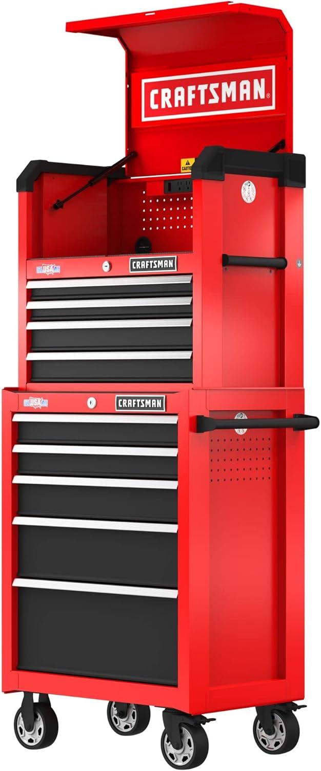 image:imageCRAFTSMAN S2000 26IN 4DRAWER CHEST WLIGHT amp DIVIDE CMST32642BKNew Red