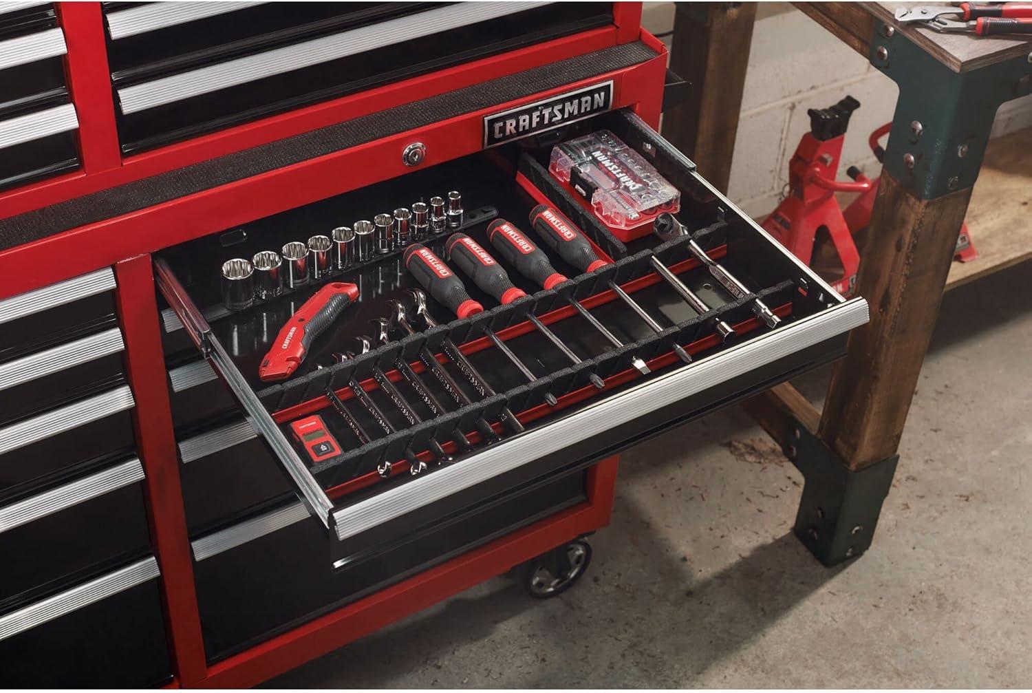 image:imageCRAFTSMAN S2000 26IN 4DRAWER CHEST WLIGHT amp DIVIDE CMST32642BKNew Red