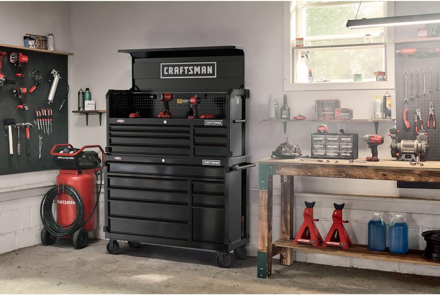 image:imageCRAFTSMAN S2000 52 Tool Chest 10Drawer Rolling Tool Storage Cabinet with Tray and Holder Red CMST352102RBNew Black