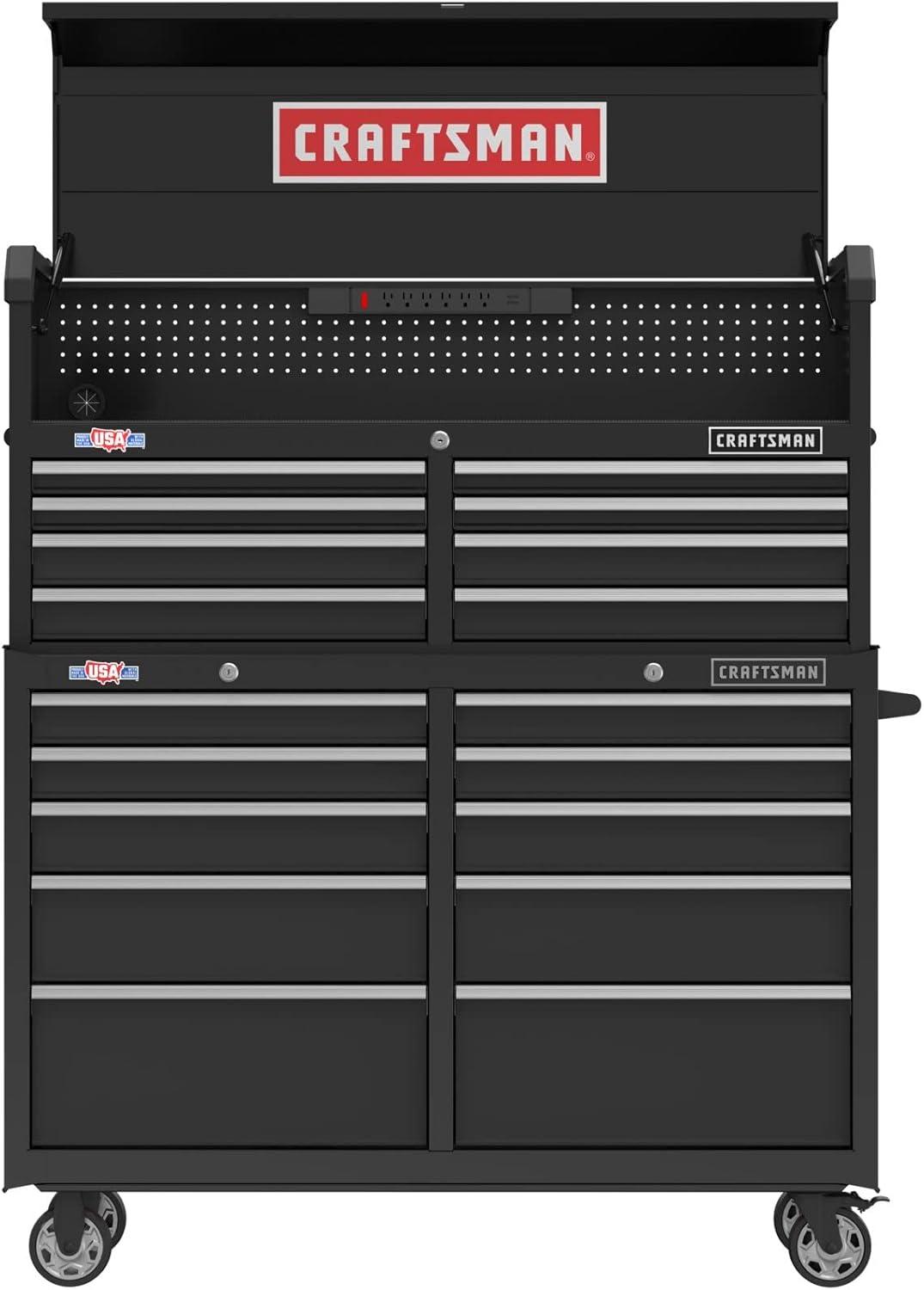 image:imageCRAFTSMAN S2000 52 Tool Chest 10Drawer Rolling Tool Storage Cabinet with Tray and Holder Red CMST352102RBNew Black