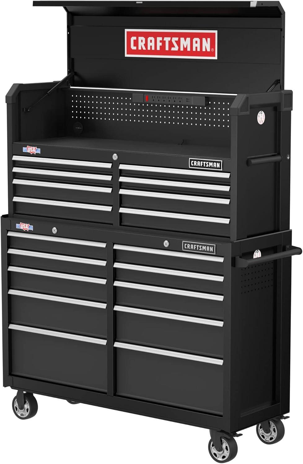 image:imageCRAFTSMAN S2000 52 Tool Chest 10Drawer Rolling Tool Storage Cabinet with Tray and Holder Red CMST352102RBNew Black