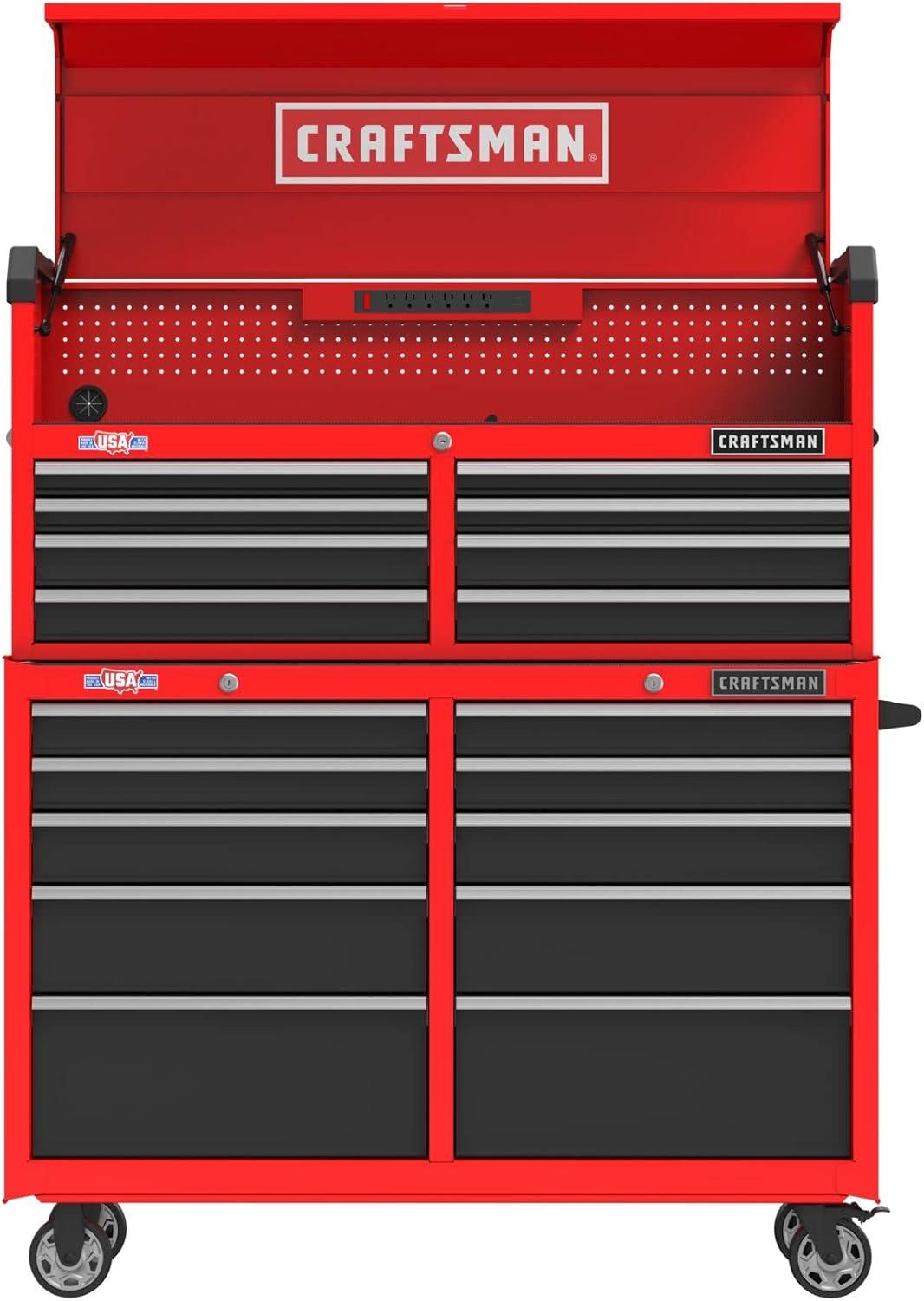 image:imageCRAFTSMAN S2000 52 Tool Chest 10Drawer Rolling Tool Storage Cabinet with Tray and Holder Red CMST352102RBNew Red