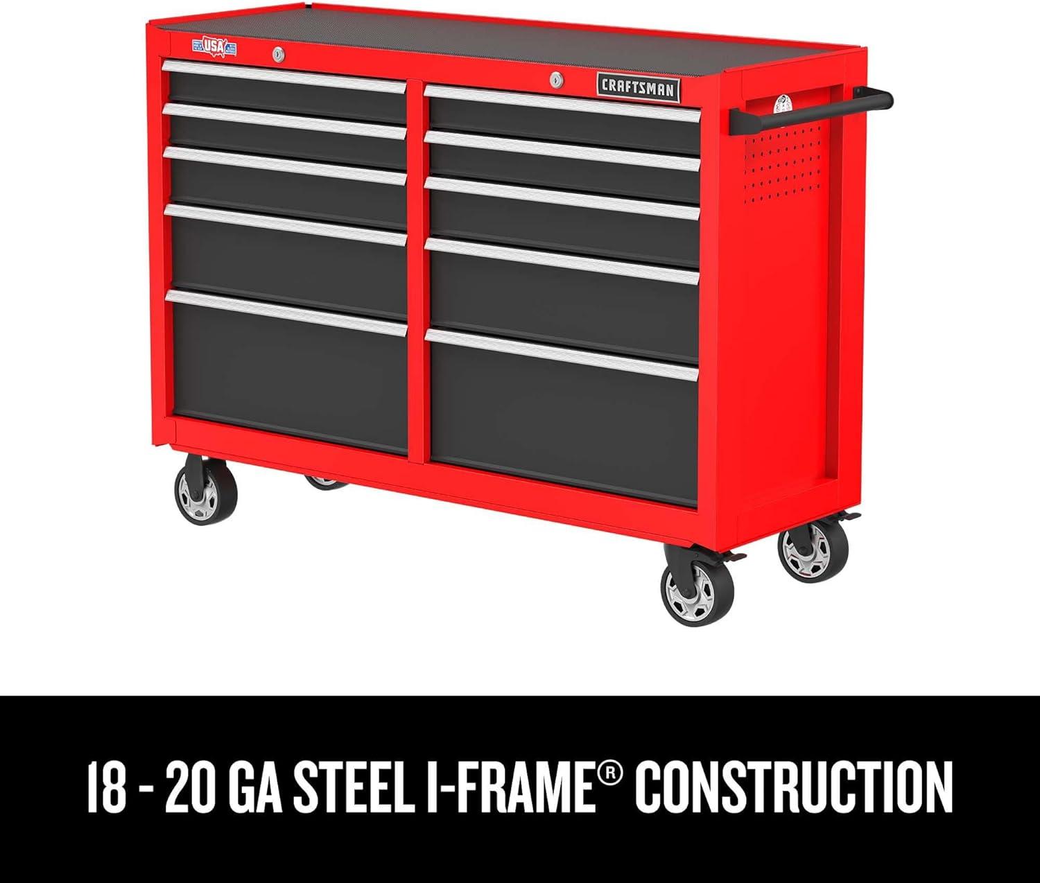 image:imageCRAFTSMAN S2000 52 Tool Chest 10Drawer Rolling Tool Storage Cabinet with Tray and Holder Red CMST352102RBNew Red