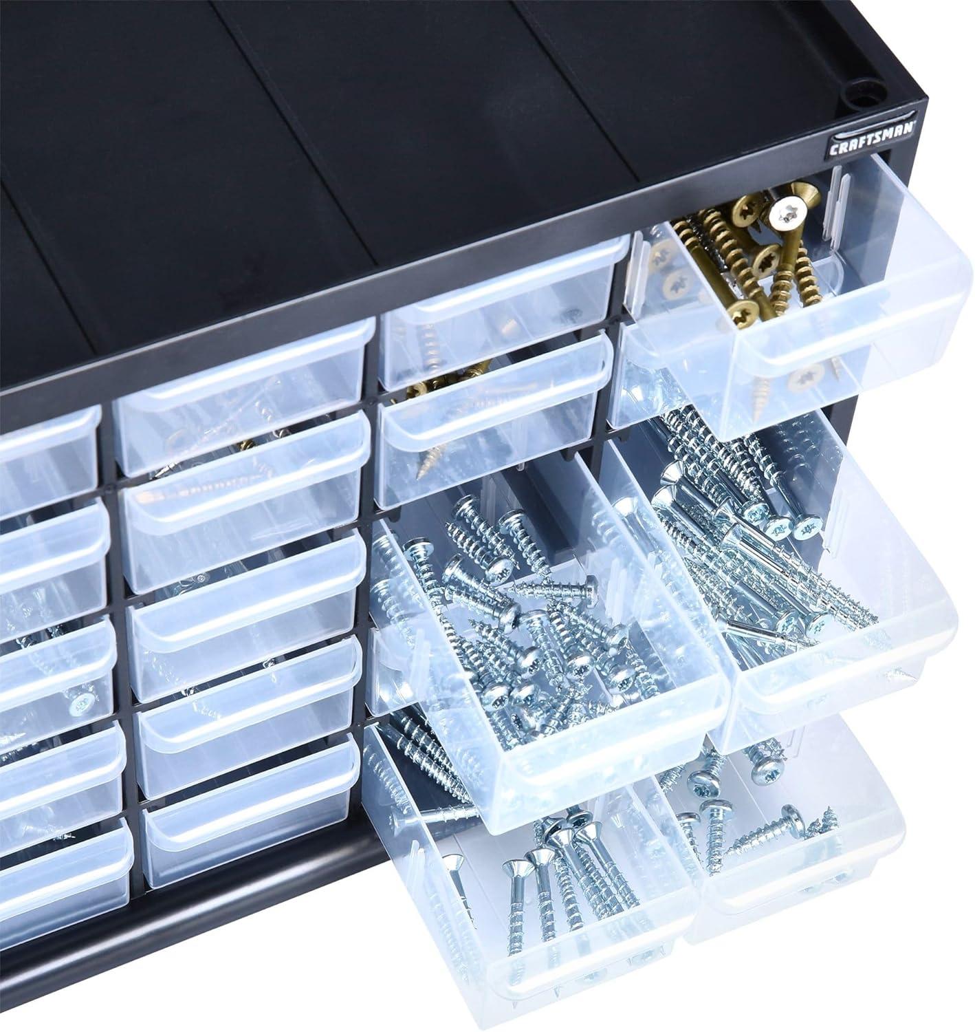 image:imageCRAFTSMAN Storage Organizer 30 Small Drawer Modular Storage System Easily Stackable CMST40730 Plastic Black White30