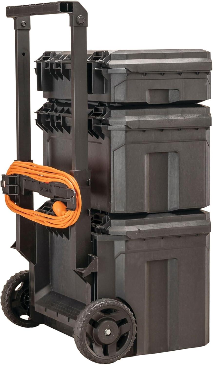 image:imageCRAFTSMAN TRADESTACK Tool Box with Wheels Waterproof Stackable System Portable Rolling Storage for IndoorOutdoor Use 225 Inch CMST21445
