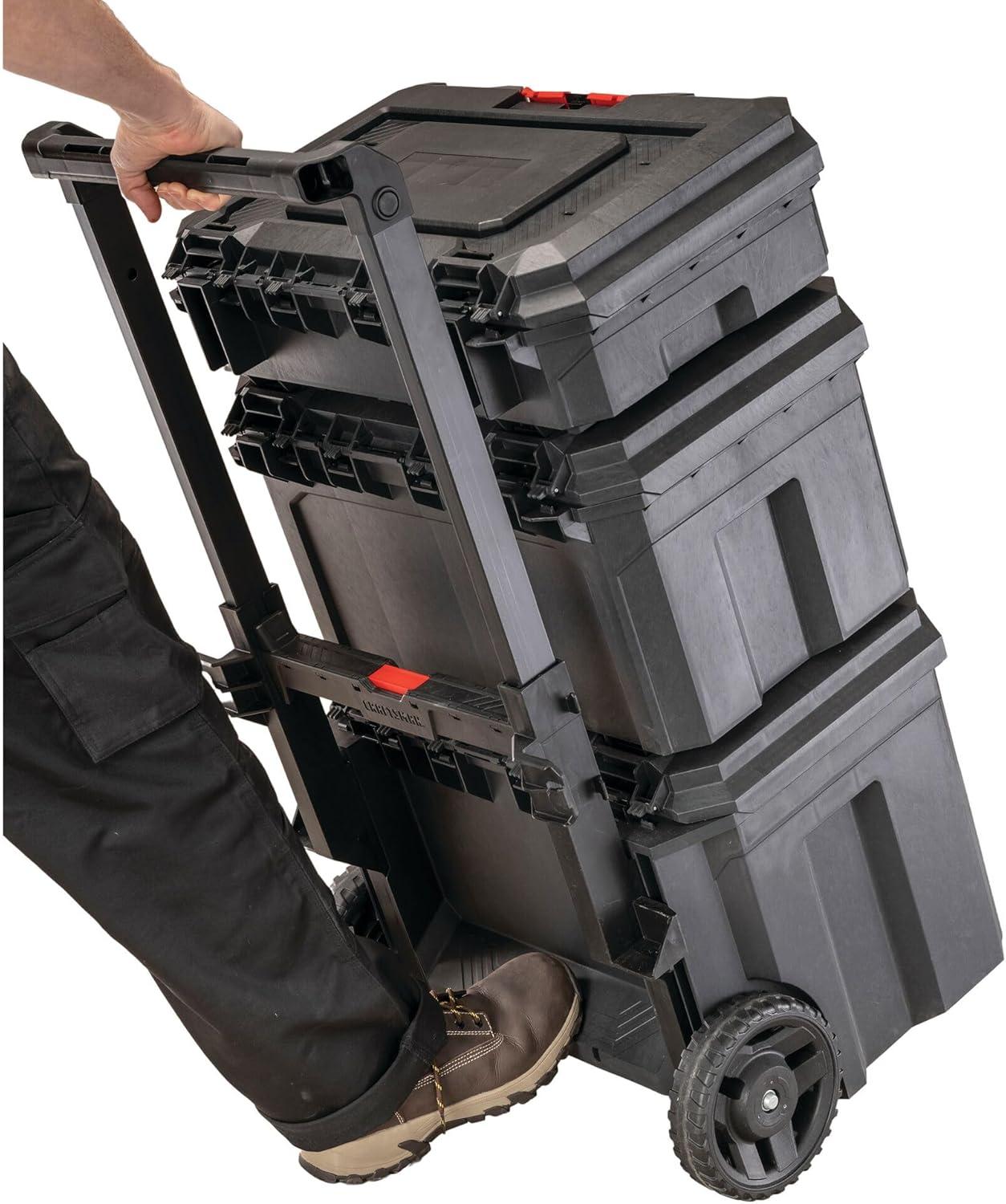 image:imageCRAFTSMAN TRADESTACK Tool Box with Wheels Waterproof Stackable System Portable Rolling Storage for IndoorOutdoor Use 225 Inch CMST21445