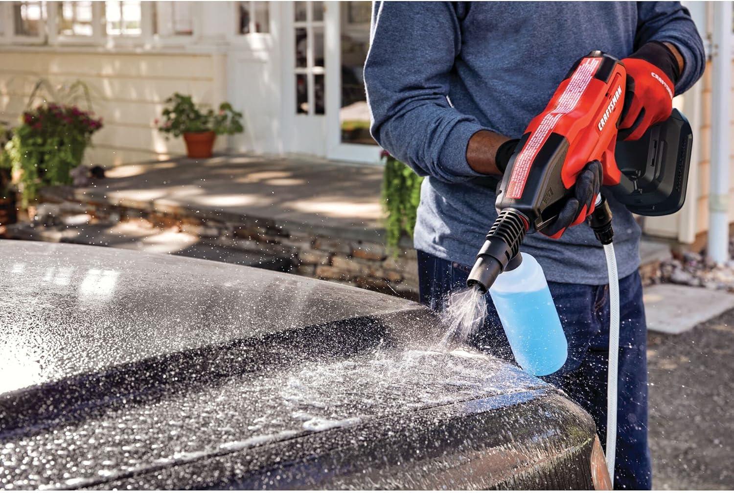 image:imageCRAFTSMAN V20 Cordless Pressure Washer Spray Gun 350 Max PSI with Extension Soap Bottle Battery and Charger Included CMCPW350D1