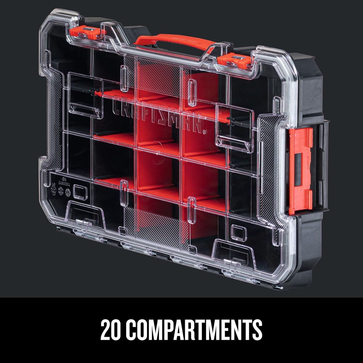 image:imageCRAFTSMAN VERSASTACK Storage Organizer Small Parts Organizer 20Compartments Lid Includes Secure Latch CMST17828