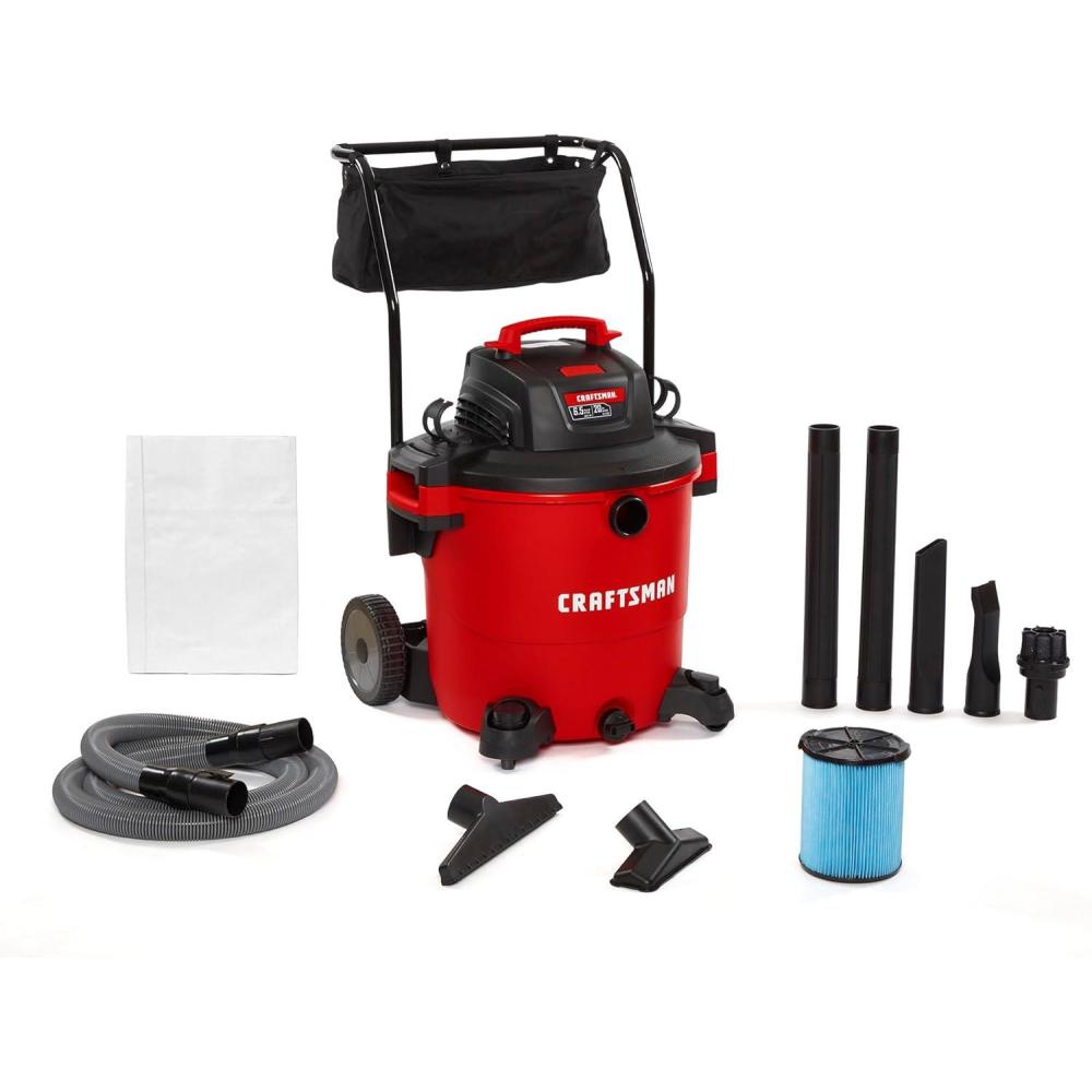 image:imageCRAFTSMAN CMXEVBE17595 16 Gallon 65 Peak HP Wet Dry Vac HeavyDuty Shop Vacuum Wet and Dry with Filter Dust Bag Hose and Attachments for Home Projects amp Renovations20 Gallon 65 Peak HP wCart