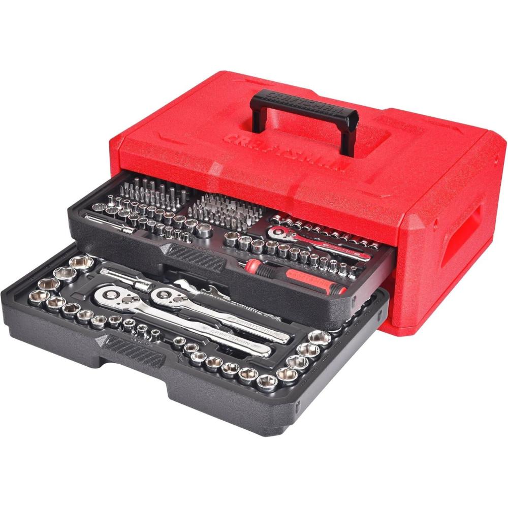 image:imageCRAFTSMAN Mechanics Tool Set 256Piece Hand Tool and Socket Set with 72tooth Low Profile Ratchet and 2Drawer Tool Box CMMT45256