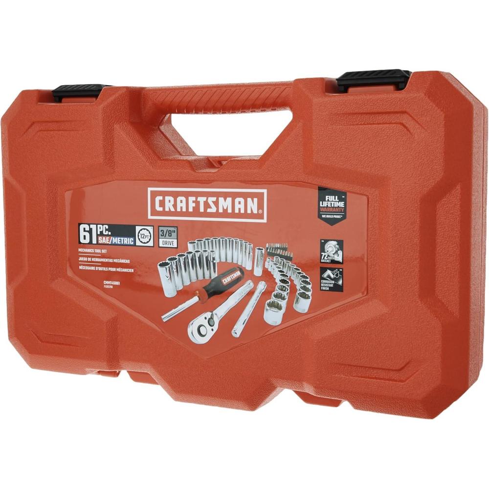 image:imageCRAFTSMAN Mechanics Tool Set 38 Inch Drive 61 Piece CMMT45161One Size