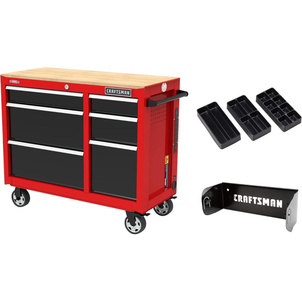 image:imageCRAFTSMAN Workbench Tool Storage 6Drawers with Tray and Holder Set 41inch Rolling CMST34062RBNew Red