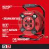 CRAFTSMAN Retractable Extension Cord Reel 1 Ft. with 4 Outlets, Cable Management & Heavy Duty 14AWG SJTW Cable(75 ft)