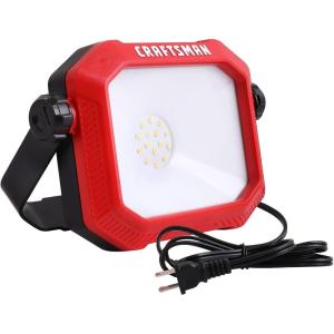 CRAFTSMAN 1100 Lumens 4000K LED Tiltable Portable Work Light in Red with 2-in-1 Adjustable Metal Rotating Stand and Handle, Impact-Resistant Glass Lens, 5FT Power Cord, ETL, Perfect for Job Site(1100LM)