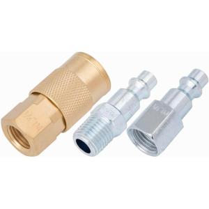 CRAFTSMAN 1/4-in NPT Universal Coupler/Plug Kit, 3-Piece, Industrial Interchange, Steel and Brass Construction