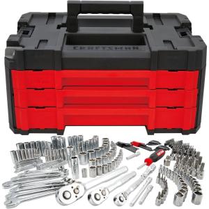 CRAFTSMAN 230 Pcs Mechanics Tool Set, Socket Wrench Set, Car Tool Kit with VERSASTACK Toolbox, SAE and Metric,1/4 in, 3/8 in, and 1/2 Drive, Short and Long Arm Hex Keys (CMMT45306)(262 Piece Set)