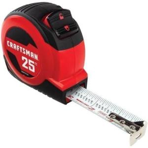 CRAFTSMAN 25-Ft Tape Measure with Fraction Markings, Retractable, Self-Locking Blade (CMHT37225)(7.6 m (Pack of 6))