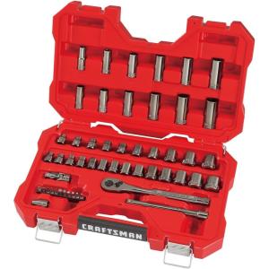 CRAFTSMAN Mechanics Tool Set, 1/4″ & 3/8″ Drive, SAE/Metric, 81 Piece (CMMT82335L)(51 Piece Set)