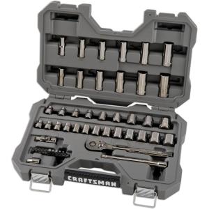 CRAFTSMAN OVERDRIVE 49-Piece Gunmetal Chrome Mechanics Tool Set, Standard SAE/Metric Socket Set, with Hard Case (CMMT99049L)